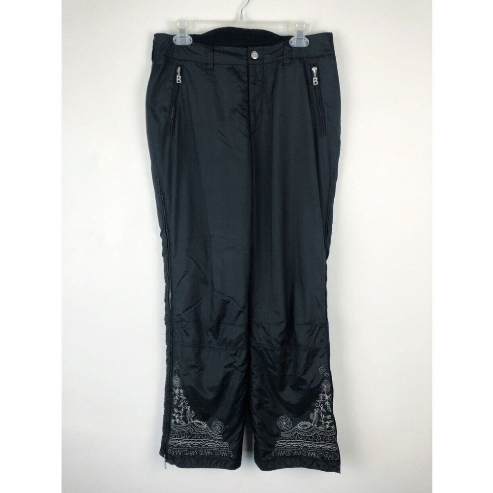 Bogner Women’s Ski Pants Vintage 80's Black Cobra Embroidered Size 12 LONG